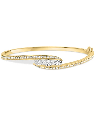 Effy Lab Grown Diamond Three Stone Swirl Bangle Bracelet (1-7/8 ct. t.w.) in 14k Gold