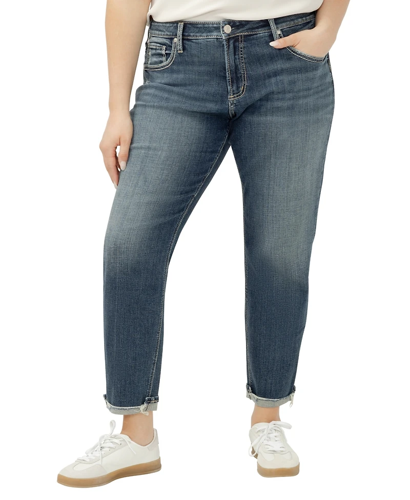 Silver Jeans Co. Plus Boyfriend Mid Rise Slim Leg