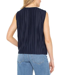 Liverpool Los Angeles Women's Crewneck Sleeveless Pleated Knit Top