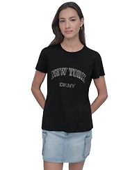 Dkny Jeans Women's New York Rhinestone Logo T-Shirt