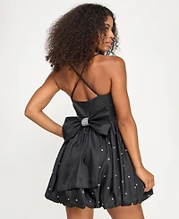 Seni & Cade Juniors' Rhinestone-Trim Taffeta Bubble Dress