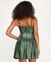 Seni & Cade Juniors' Rhinestone-Strap Fit Flare Dress