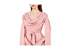 Amri Women's Cowl Neck Flare Sleeved A-line Gown