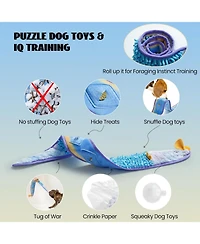 Nocciola Blue Ribbon Eel Snuffle Dog Toy,Christmas gift,No Stuffing Squeaky Long Snake,Crinkle/Snuffle/Tug Toy for All Breeds