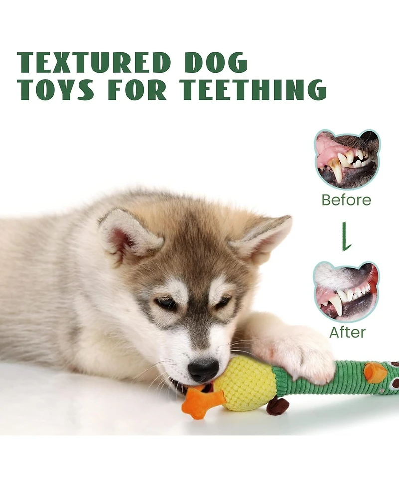Nocciola 2-in-1 Squeaky Duck Dog Toy,Christmas gift,Cute Stuffed Dog Toys with Large Durable Rubber Squeaky Core for Aggressive Chewers