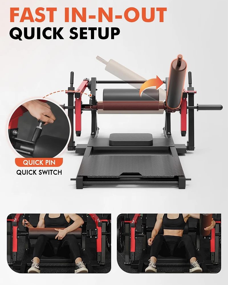 Mikolo 800LBS Plate-Loaded Hip Thrust Machine - Heavy Duty Glute Builder with Adjustable Footboard & Weight Storage