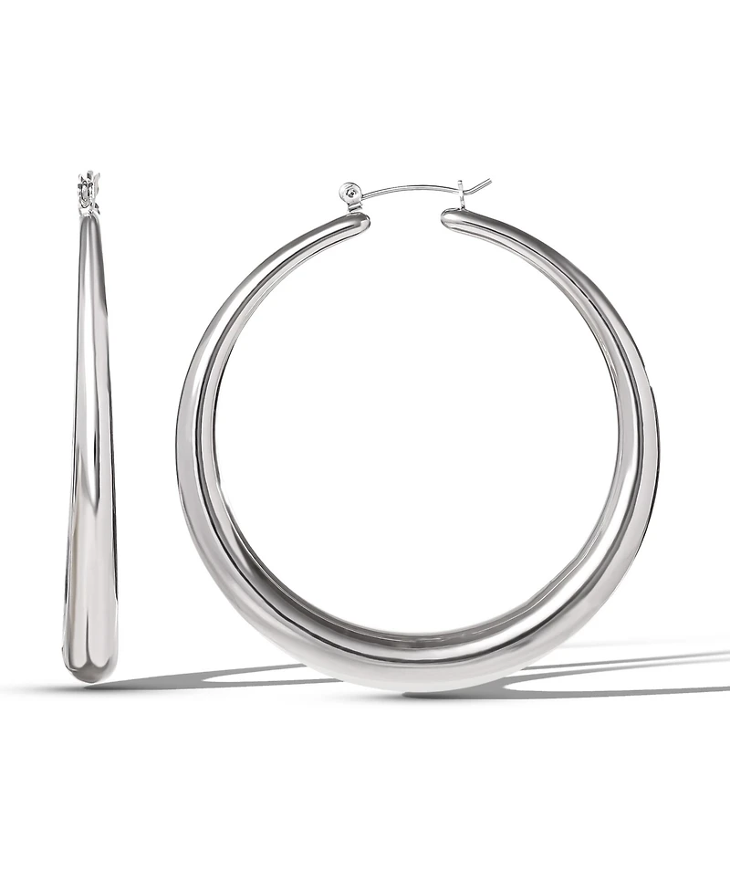 Jessica Simpson High Shine Silver Hoop Earrings