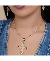 Jessica Simpson Crystal Gold-Tone Cross Pendant Necklace