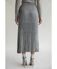 Sskein Women's Adeline Stripe Pleated Knit A Line Skirt
