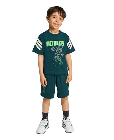 adidas Toddler Boys 2-Piece Disney Mickey Mouse T-Shirt and Shorts Set