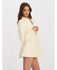 Miss Circle Women's Obelia Off White Long Sleeve Polo Mini Dress