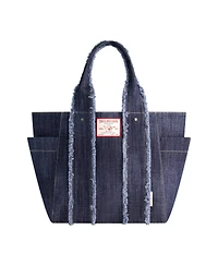 True Religion Frayed Handle Solid Denim Tote