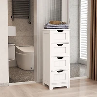 Casainc White Freestanding Storage Cabinet with 4 Drawers, Ideal for Bathroom, Kitchen & Living Room Organization
