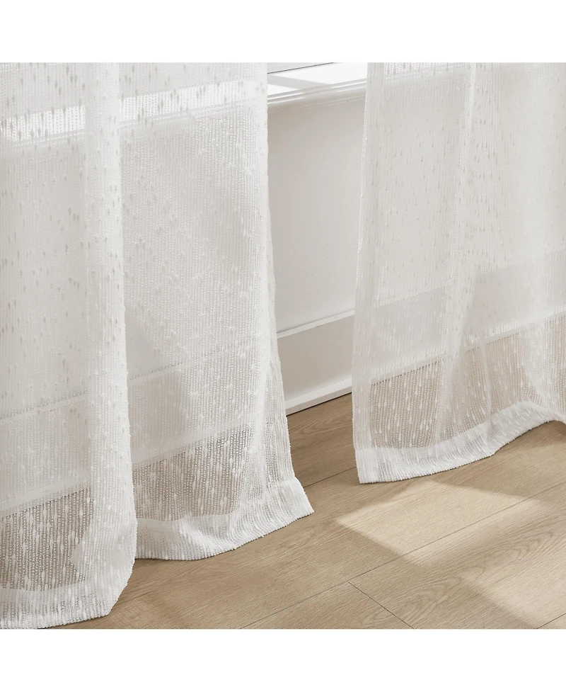 Lush Decor Aileen Textured Raindrop Sheer Window Curtain Panels White Pair 38x84