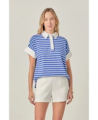 English Factory Women's Stripe Collar Sweatshirt