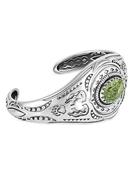 American West Jewelry Sterling Silver Serpentine Oval Cut Bear Cuff Bracelet
