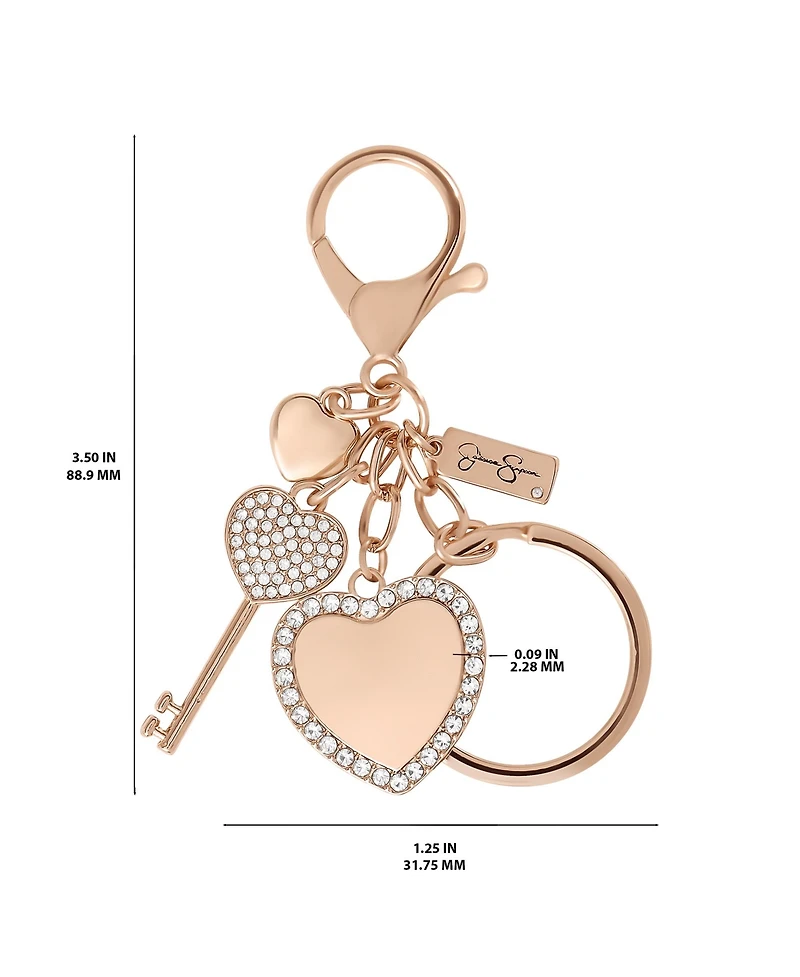 Jessica Simpson Pave Crystal Heart Keychain Bag Charm