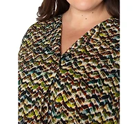 Liverpool Los Angeles Trendy Plus Printed 3/4-Sleeve Top