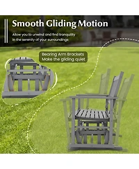 Gymax Patio Glider Loveseat Chair Swing Rocking Bench w/ Curved Backrest & Slatted Seat