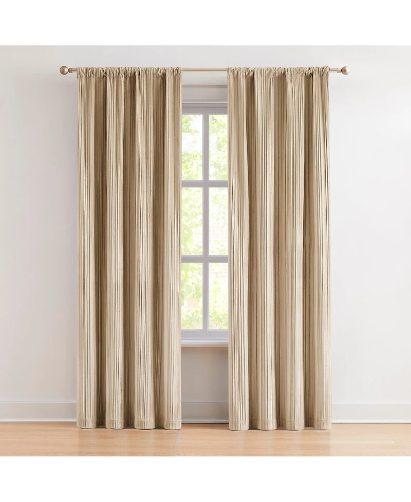 Glam Pleated Velvet Light Filtering Window Curtain Panels Pair 38x84