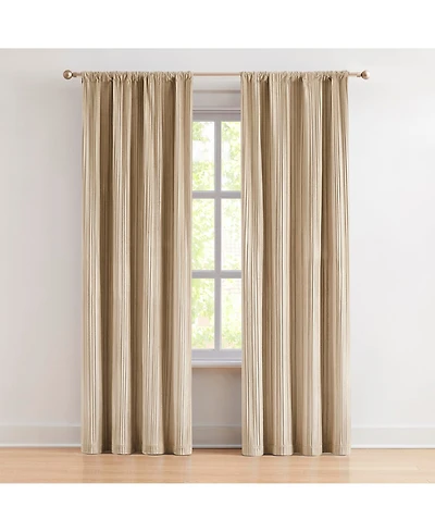 Glam Pleated Velvet Light Filtering Window Curtain Panels Pair 38x84