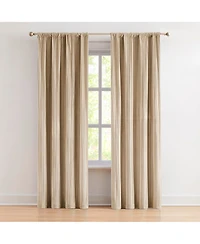 Glam Pleated Velvet Light Filtering Window Curtain Panels Pair 38x84