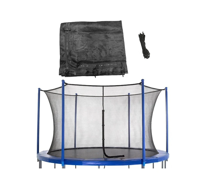 Plexalife Trampoline Safety Enclosure Net, Fits 12 Ft Round Frame, Using 6 Poles (or 3 Arches)-Adjustable Straps - Installs Inside of Frame