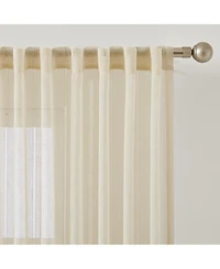 Lush Decor Calia Textured Stripe Sheer Window Curtain Panels Neutral Pair 52x84