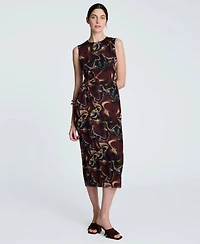 Kenneth Cole Women's Printed Side-Twist Sleeveless Midi Dress