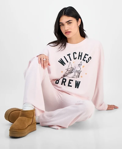 Grayson Threads, The Label Juniors' Halloween Snoopy Thermal Crewneck