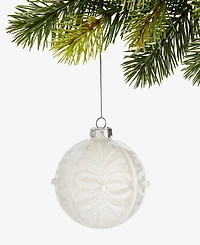 Holiday Lane Iced Delight White Glitter Decor Ball Ornament, Macy's Exclusive