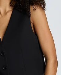 Kenneth Cole Women's Luxe Twill Three Button Vest
