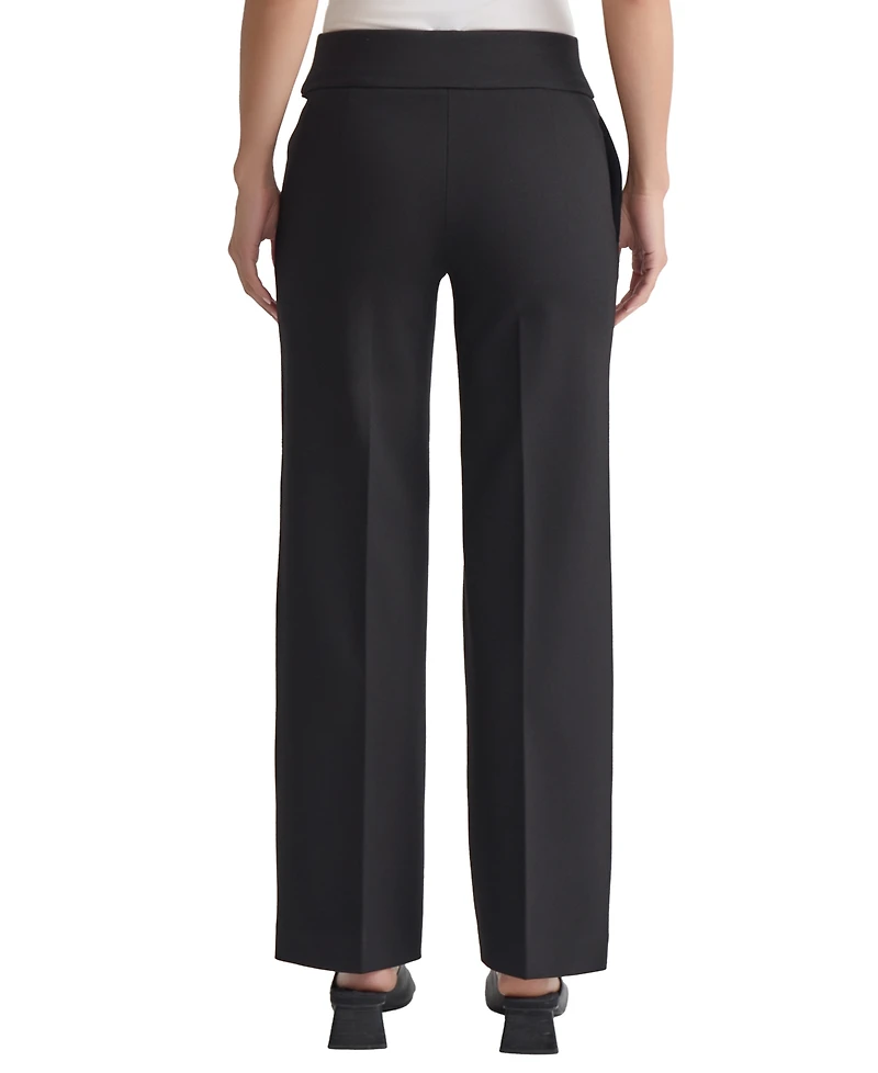 Jones New York Women's Solid Pintuck Pull-On Wide-Leg Pants