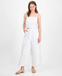 Lucky Brand Women's Cotton Straight-Neck Cutwork Tank Top