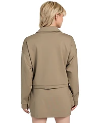 Guess Women's Carla Collared Zip-Front Cropped Jacket