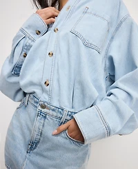 Good American Women's Denim Shirt Dress