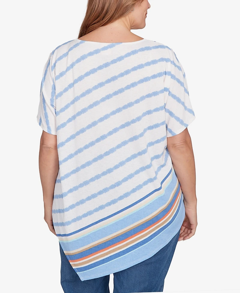 Ruby Rd. Plus Embellished Boho Stripe Top
