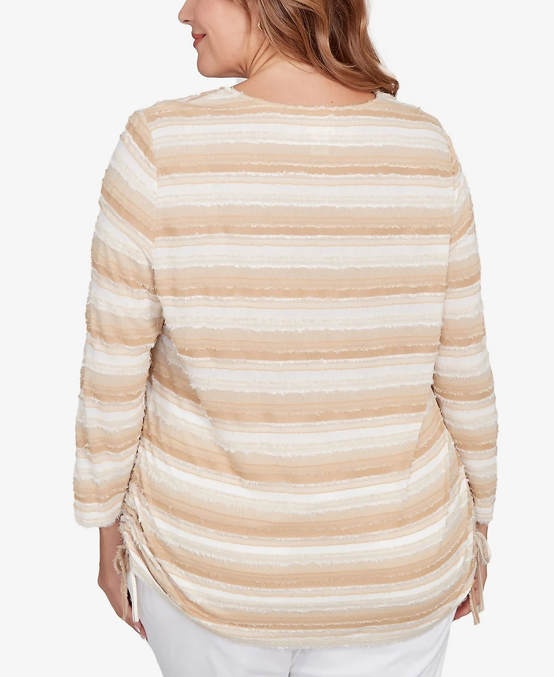 Ruby Rd. Plus Textured Stripe Drawstring Top