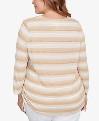 Ruby Rd. Plus Textured Stripe Drawstring Top