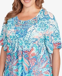 Ruby Rd. Plus Size Embellished Layered Paisley Top