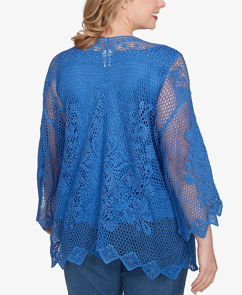 Ruby Rd. Plus Size Lined Medallion Crochet Top
