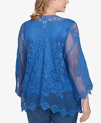 Ruby Rd. Plus Size Lined Medallion Crochet Top