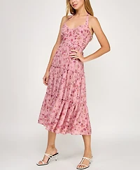 Trixxi Juniors' Printed Sleeveless Halter Midi Dress