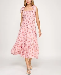 Trixxi Juniors' Printed Sleeveless Fit & Flare Dress