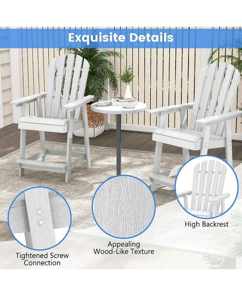 Gymax Tall Bar Stool Hdpe Chair w/ Armrest Footrest Home Indoor Outdoor Patio