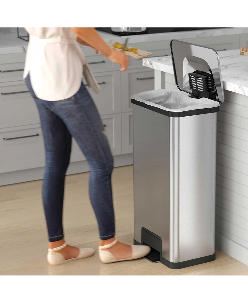 iTouchless 18 Gallon / 68 Liter AirStep Stainless Steel Kitchen Trash Can with Odor Filter