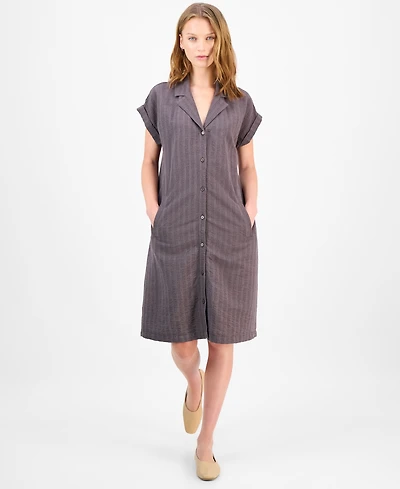 Eileen Fisher Women's Striped Notched-Collar Shirtdress