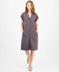 Eileen Fisher Women's Striped Notched-Collar Shirtdress
