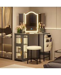 Vlsrka Vanity Makeup Desk with Mirror and Lights
