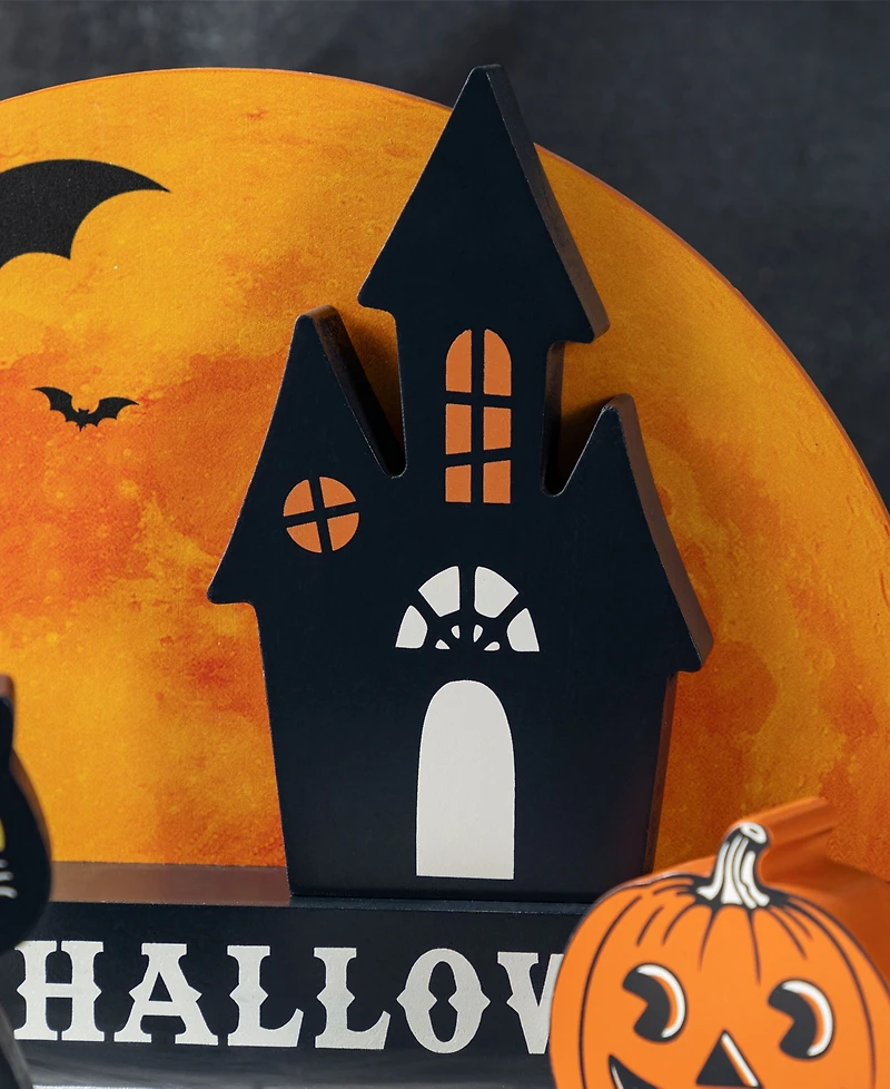 Glitzhome Happy Halloween Wooden Table Block, Set of 5